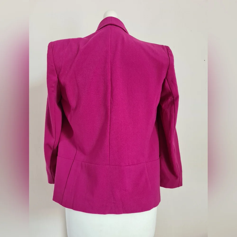 River Island pink blazer jacket size 6 open front edge to edge style 3/4 sleeves - Picture 3 of 9